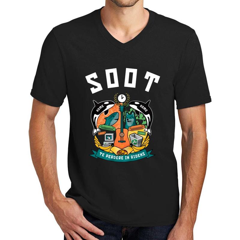 Wilbur Soot College Unisex V-Neck T-Shirt Men Black