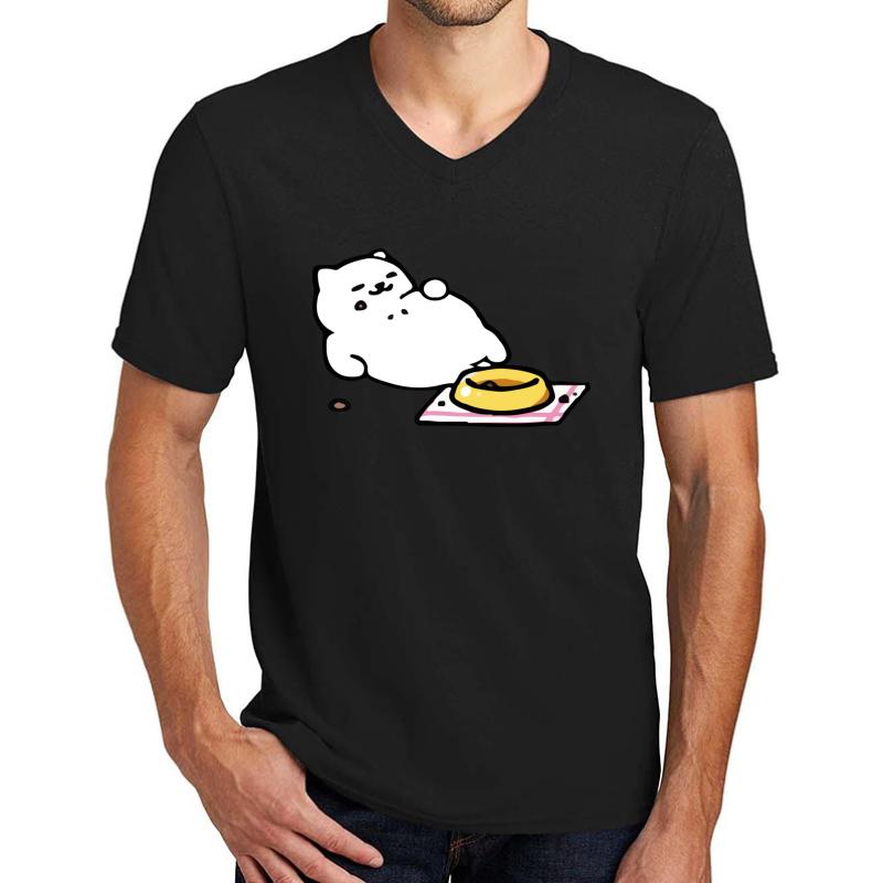 Tubbs - Neko Atsume Unisex V-Neck T-Shirt Men Black