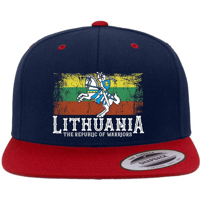 Lithuanian Flag and White Knight Coat of Arms Knight Lithuanian Symbols Richardson Premium Trucker Snapback Caps