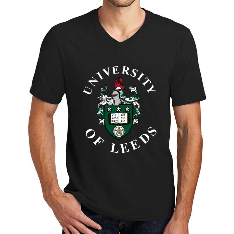 University Of Leeds Unisex V-Neck T-Shirt Men Black