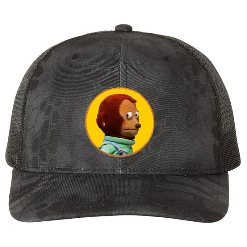 Yikes Monkey Meme Puppet Face Richardson Premium Trucker Snapback Cap  Kryptek Typhon Black