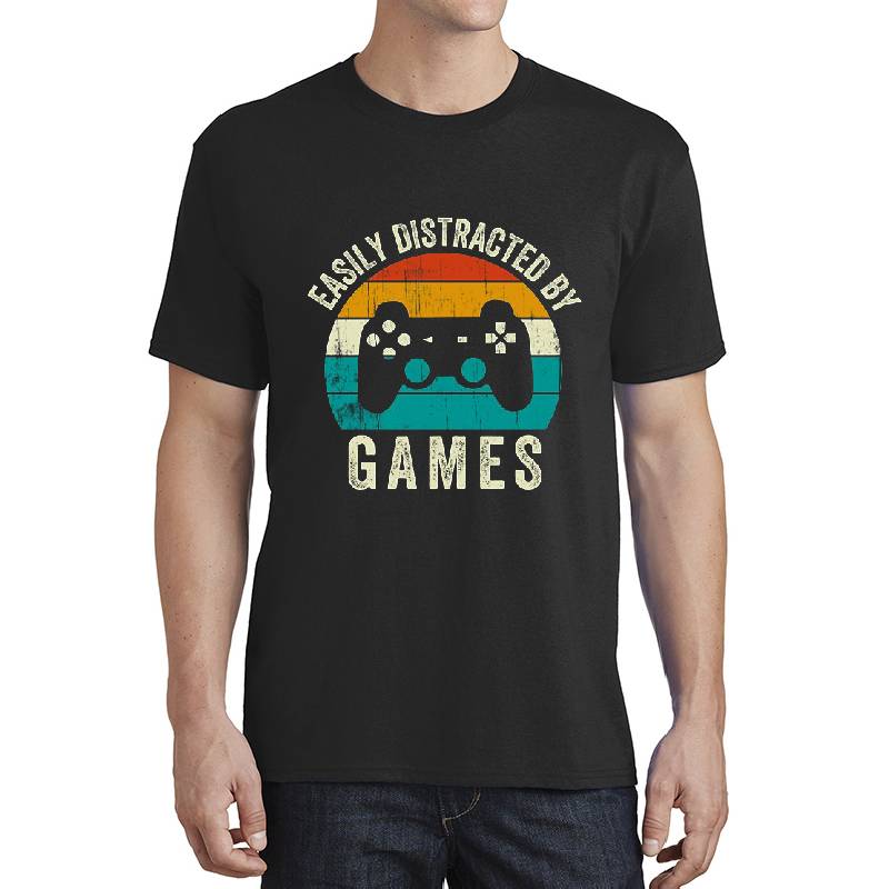 Easily Distracted By Games - Vintage Video Gamer Boys Premium Flat Bill Snapback Caps