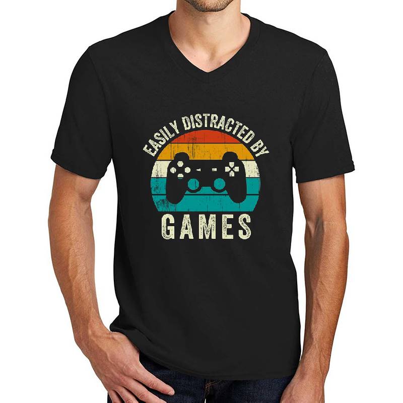 Easily Distracted By Games - Vintage Video Gamer Boys Premium Flat Bill Snapback Caps