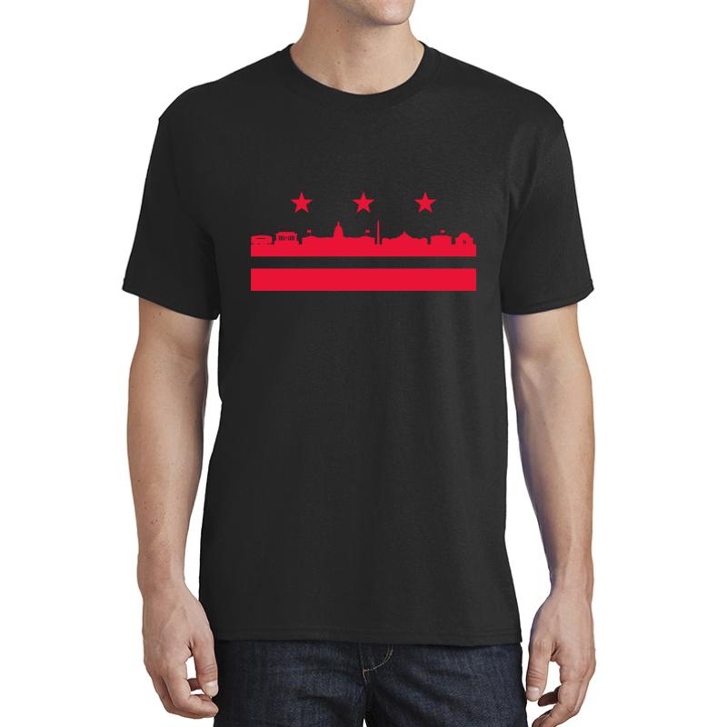 Washington Dc Flag Landmarks Unisex T-Shirt Men Black