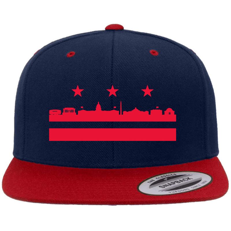 Washington Dc Flag Landmarks Premium Flat Bill Snapback Cap  Navy