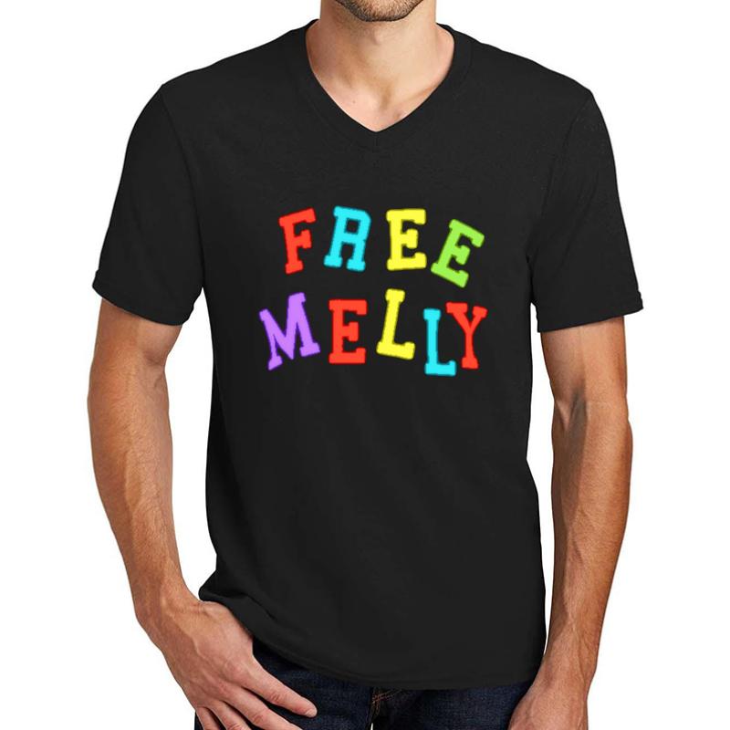 Ynw Melly Free Jail Unisex V-Neck T-Shirt Men Black