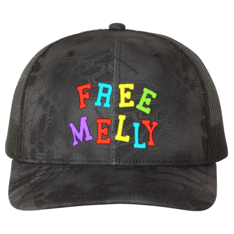 Ynw Melly Free Jail Richardson Premium Trucker Snapback Cap  Kryptek Typhon Black