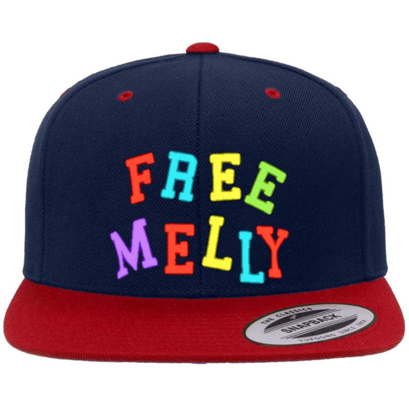 Ynw Melly Free Jail Premium Flat Bill Snapback Cap  Navy