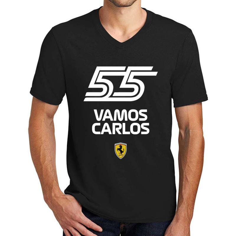 Vamos Carlos Sainz Ferrari 2021 Unisex V-Neck T-Shirt Men Black