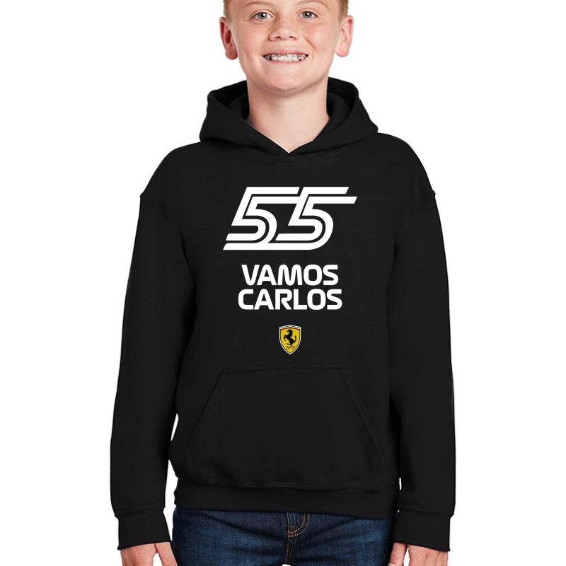 Vamos Carlos Sainz Ferrari 2021 Youth Hooded Sweatshirt Boy Black