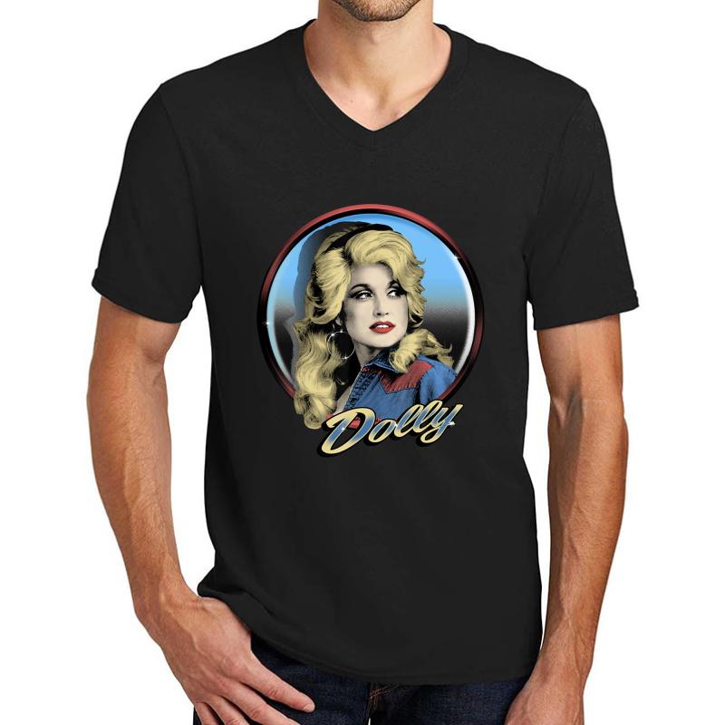 Vintage Retro Dolly Parton's Women Girls Unisex V-Neck T-Shirt Men Black