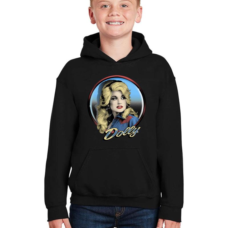 Vintage Retro Dolly Parton's Women Girls Youth Hooded Sweatshirt Boy Black