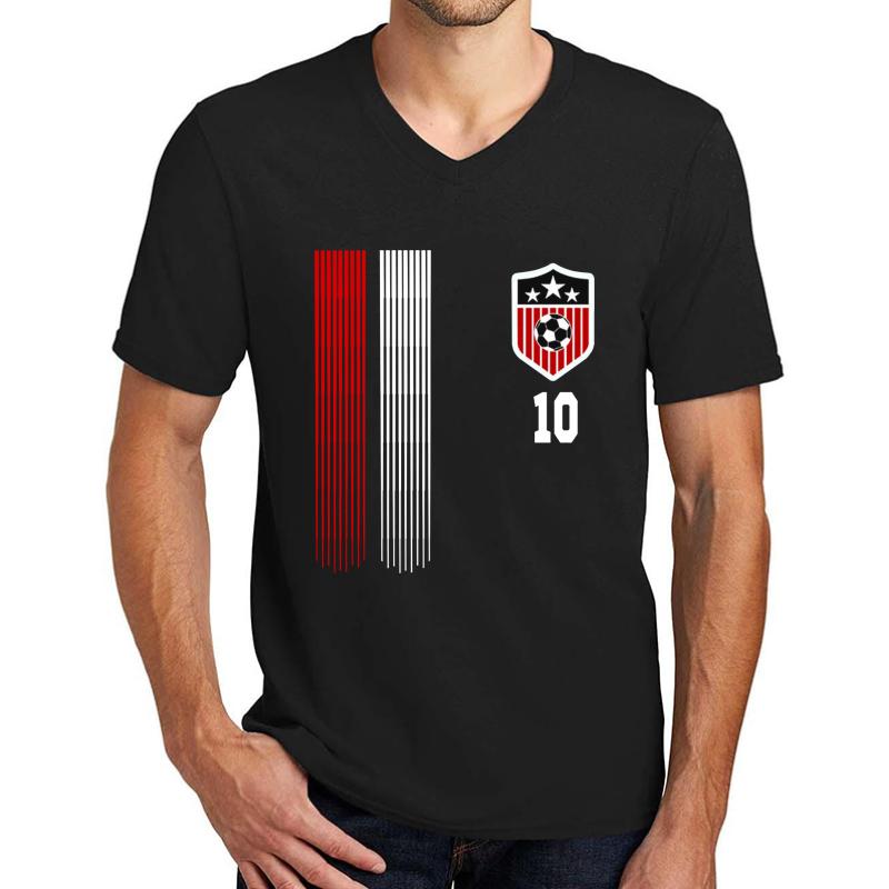 Usa Women Soccer T Shirt #10 Carli Lloyd American Flag Unisex V-Neck T-Shirt Men Black