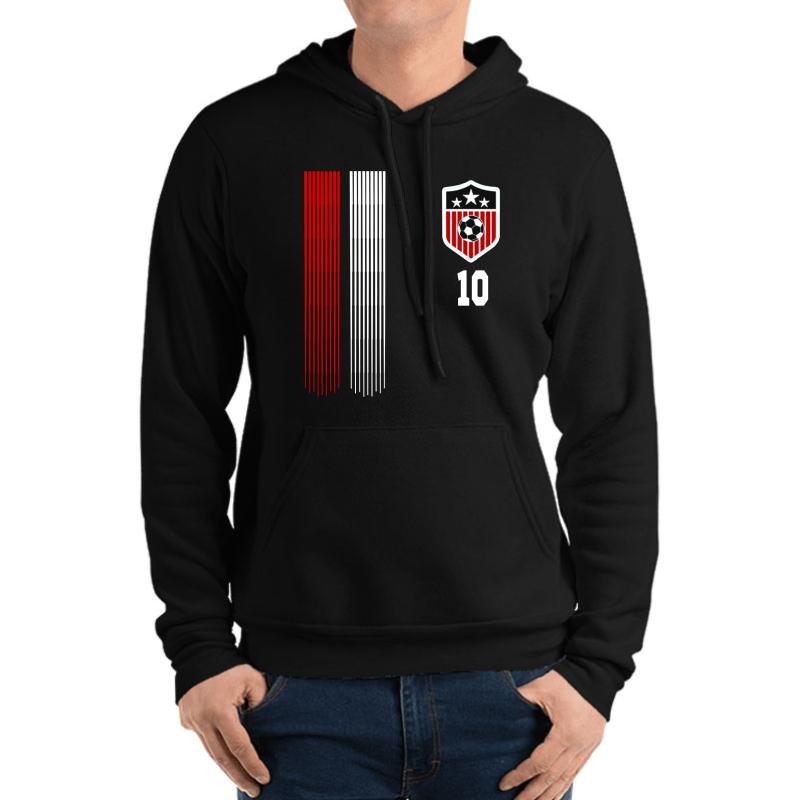 Usa Women Soccer T Shirt #10 Carli Lloyd American Flag Unisex Hooded Sweatshirt Men Black