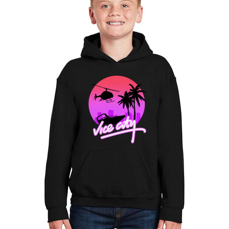 Vice City Retro Youth Hooded Sweatshirt Boy Black