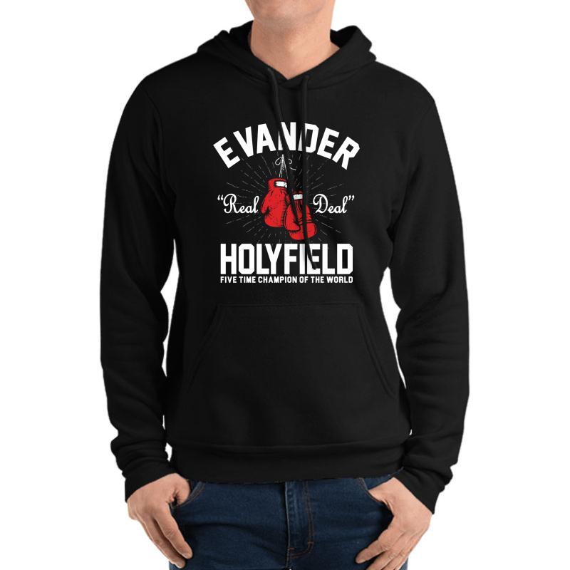 Vintage Evander Holyfield The Real Deal Unisex Hooded Sweatshirt Men Black