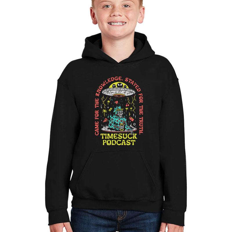 Timesuck Podcast M-Erch Knowledge Truth 1 Gift For Fans For Men And Women Gift Mother Day Father Day Youth Hooded Sweatshirt Boy Black