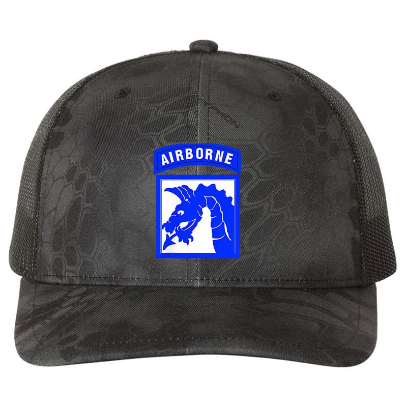 18Th Airborne Corps Xviii Corps Army Military Veteran Richardson Premium Trucker Snapback Cap  Kryptek Typhon Black