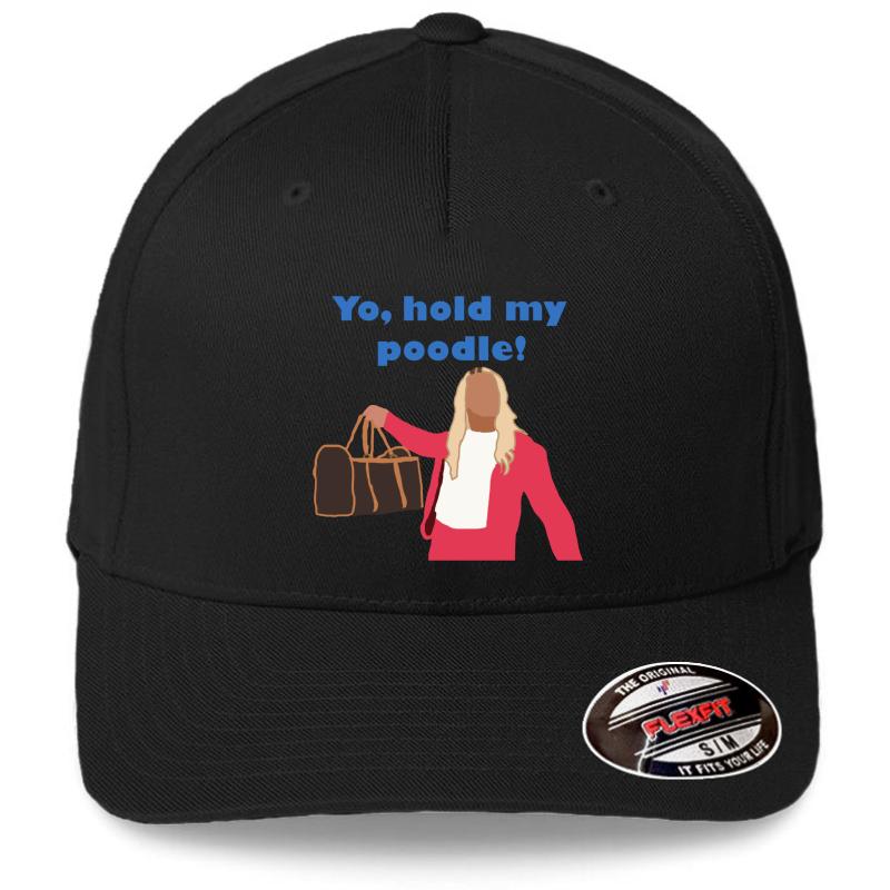 Yo Hold My Poodle Flexfit Baseball Cap  Black