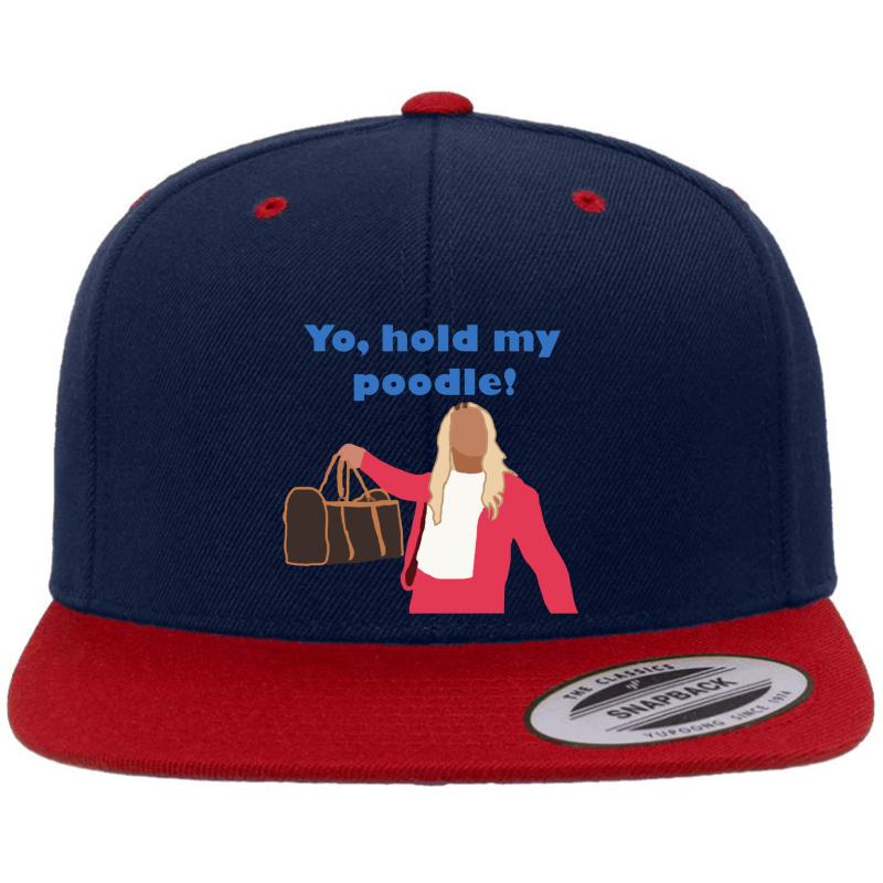 Yo Hold My Poodle Premium Flat Bill Snapback Cap  Navy