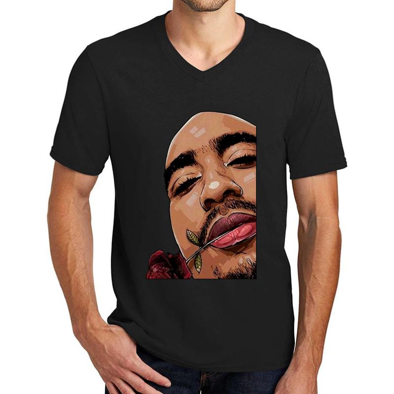 2Pac Unisex V-Neck T-Shirt Men Black