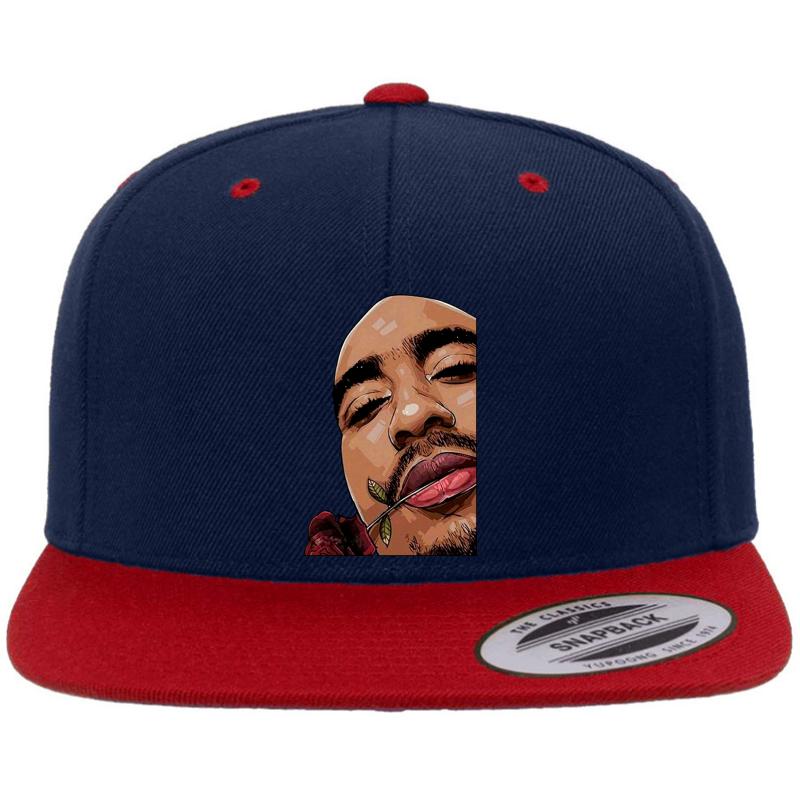 2Pac Premium Flat Bill Snapback Cap  Navy