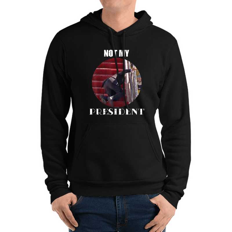 Joe Biden Falling Down Stairs Not My President Youth Hooded Sweatshirts