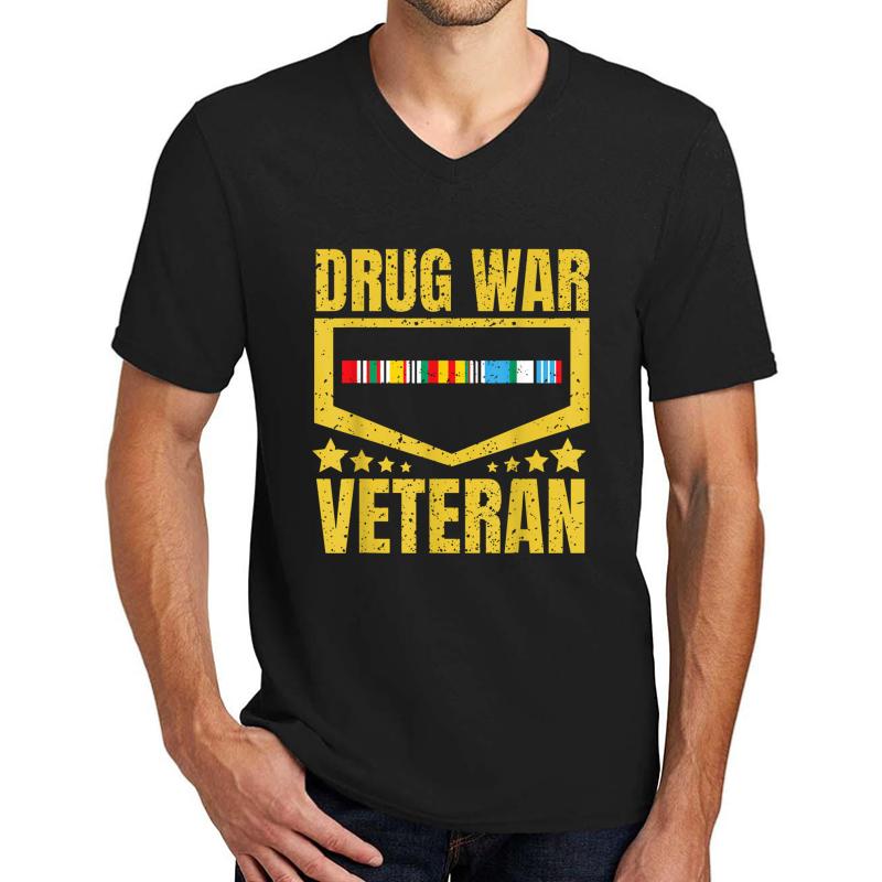 Veteran Drug War S Men Women S Usa Freedom Unisex V-Neck T-Shirt Men Black