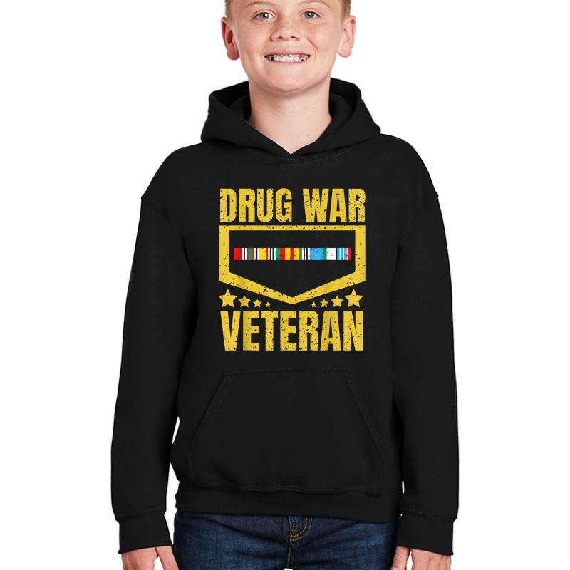 Veteran Drug War S Men Women S Usa Freedom Youth Hooded Sweatshirt Boy Black