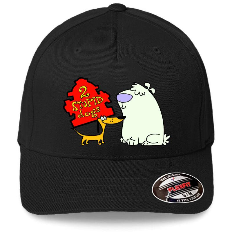 2 Stupid Dogs Flexfit Baseball Cap  Black