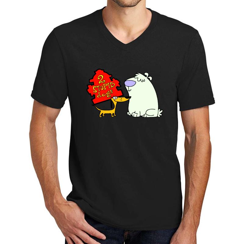 2 Stupid Dogs Unisex V-Neck T-Shirt Men Black