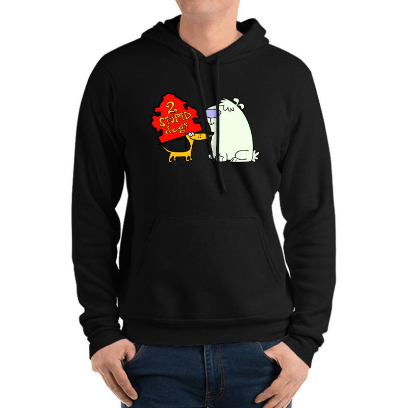 2 Stupid Dogs Unisex Hooded Sweatshirt Men Black