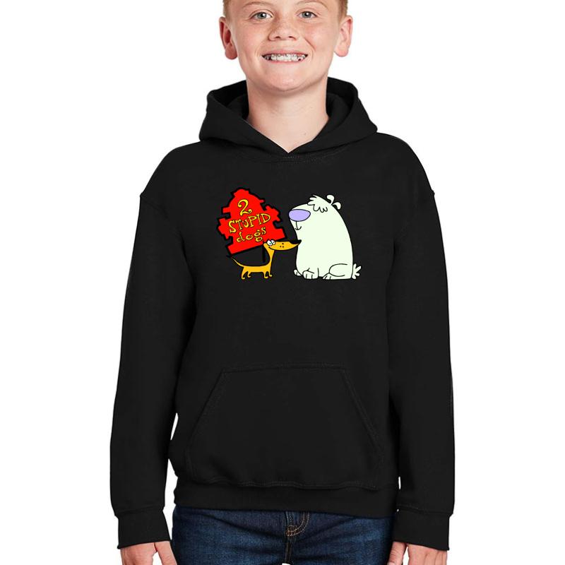 2 Stupid Dogs Youth Hooded Sweatshirt Boy Black