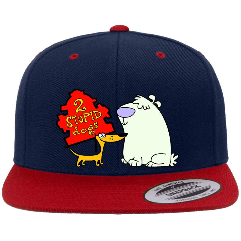 2 Stupid Dogs Premium Flat Bill Snapback Cap  Navy