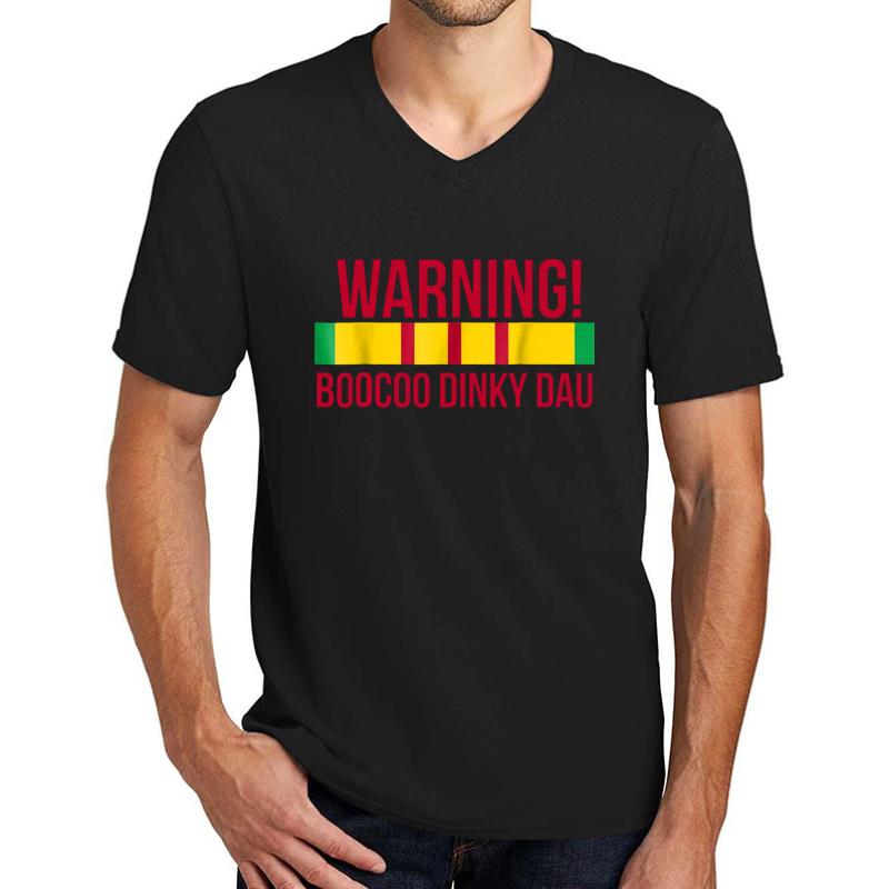 Vietnam Veteran Boocoo Dinky Dau Unisex V-Neck T-Shirt Men Black