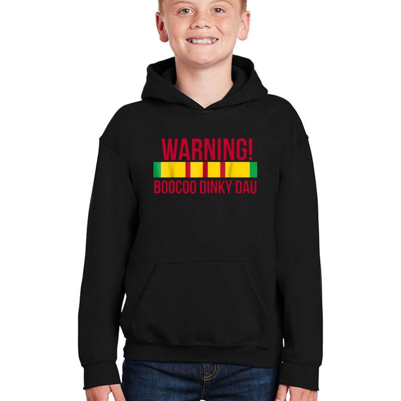 Vietnam Veteran Boocoo Dinky Dau Youth Hooded Sweatshirt Boy Black