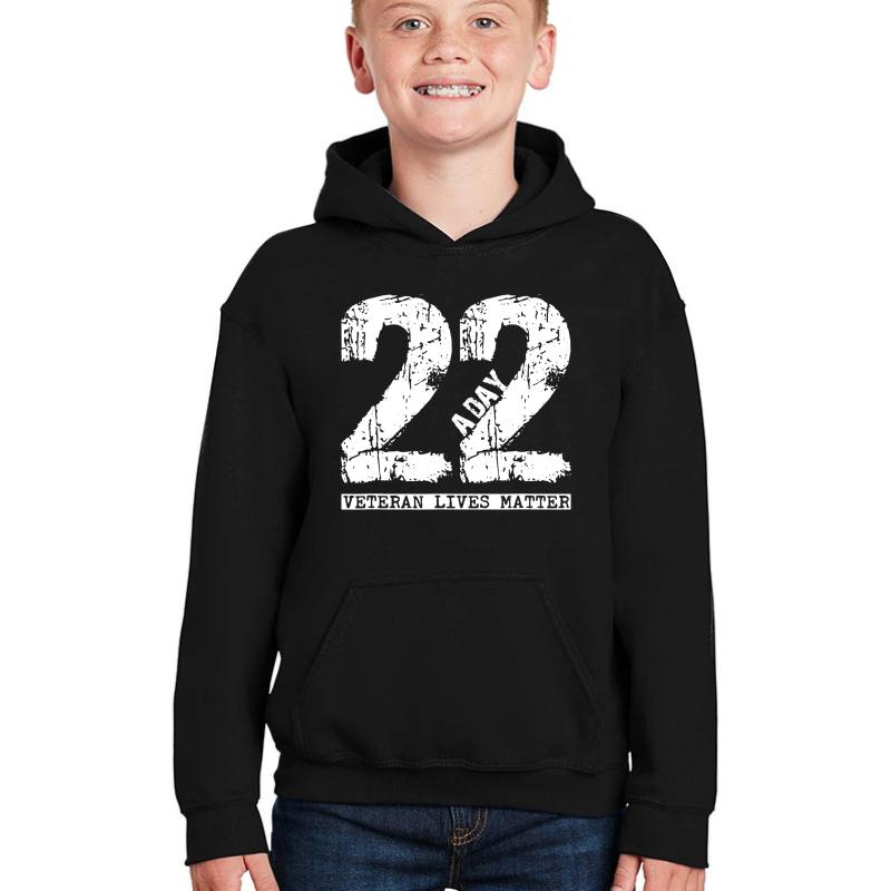 22 A Day Veteran 22 A Day Veteran Suicide Apparel Youth Hooded Sweatshirt Boy Black