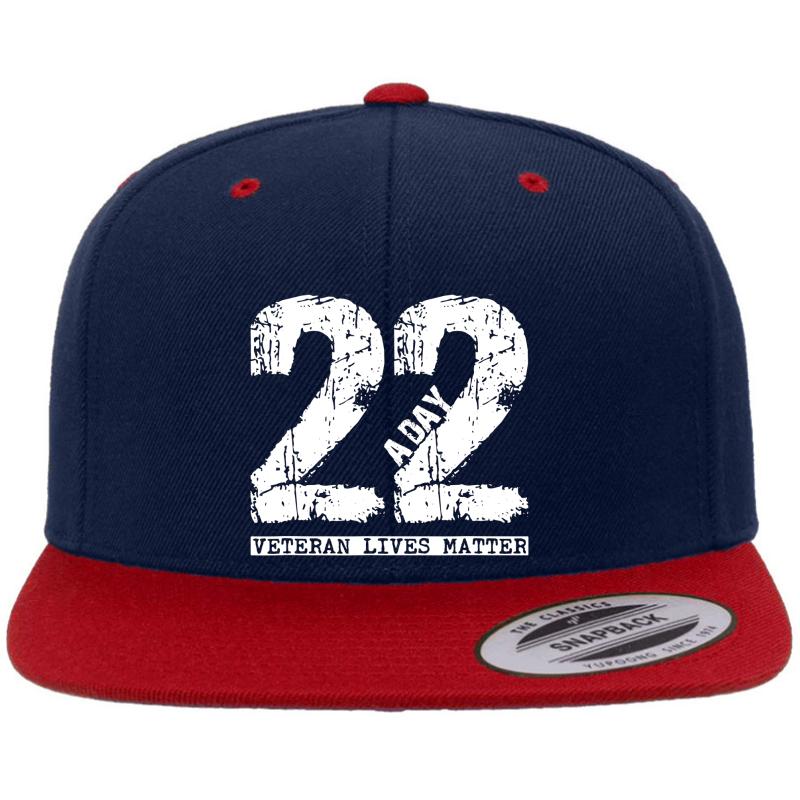 22 A Day Veteran 22 A Day Veteran Suicide Apparel Premium Flat Bill Snapback Cap  Navy