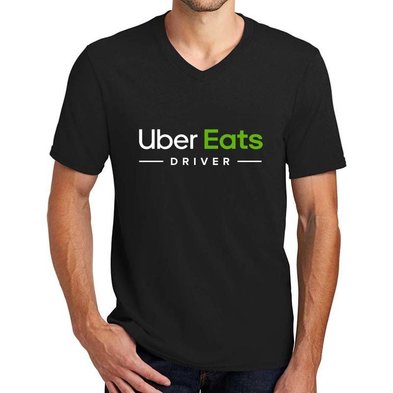 Uber Eats Delivery Driver Classic Logo Black Ubereats Unofficial Uniform Unisex V-Neck T-Shirt Men Black