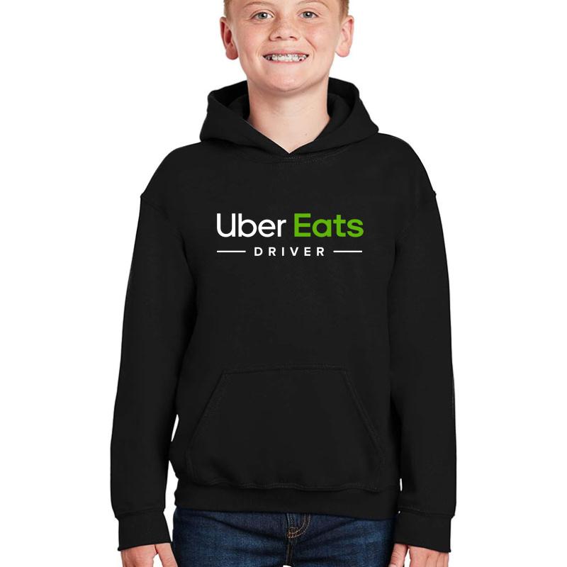 Uber Eats Delivery Driver Classic Logo Black Ubereats Unofficial Uniform Youth Hooded Sweatshirt Boy Black