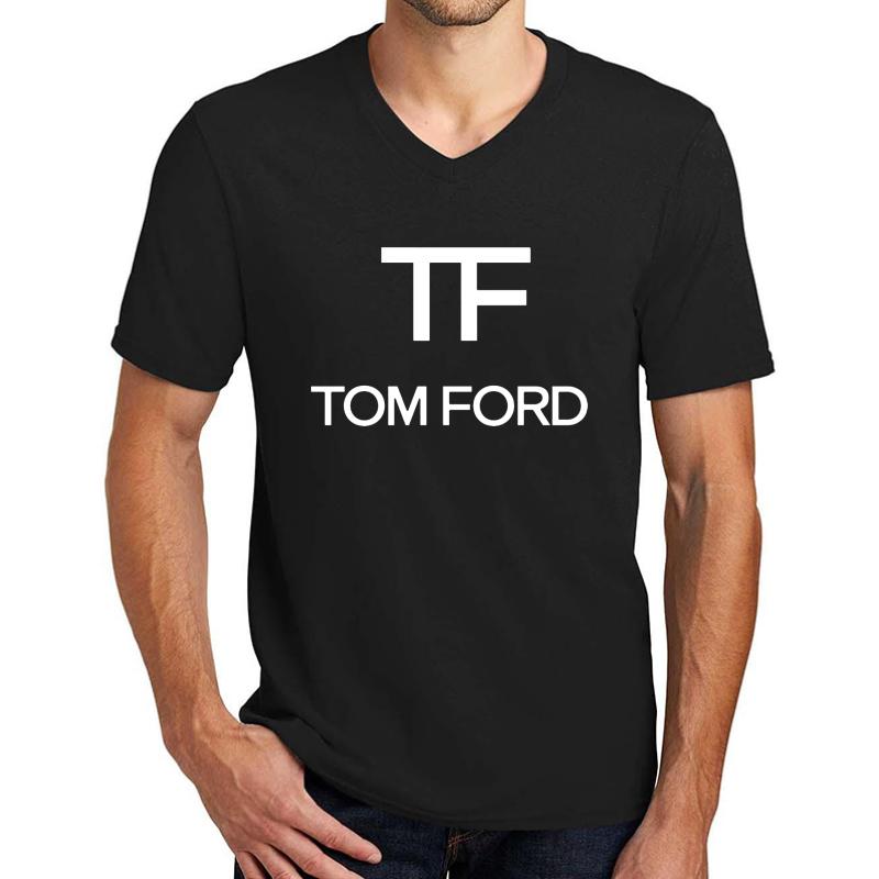 Tom Ford White Unisex V-Neck T-Shirt Men Black