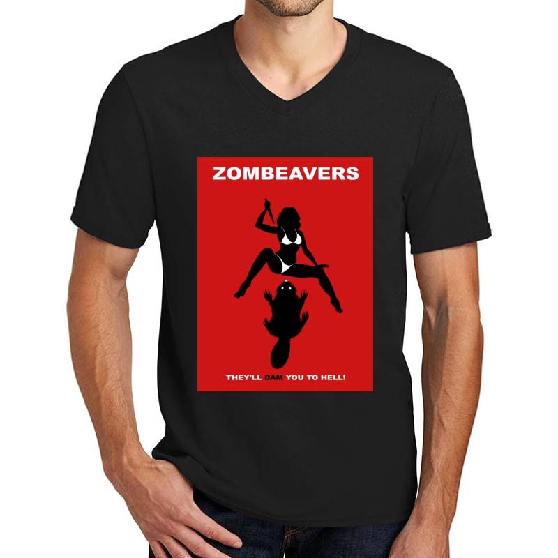 Zombeavers Unisex V-Neck T-Shirt Men Black