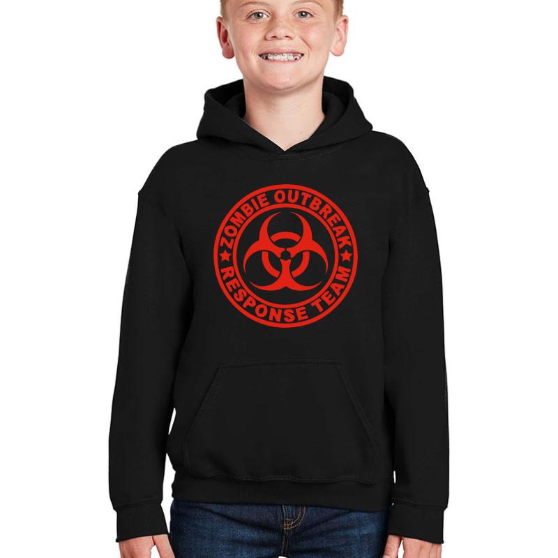 Zombie Outbreak Response Team Youth Hooded Sweatshirt Boy Black