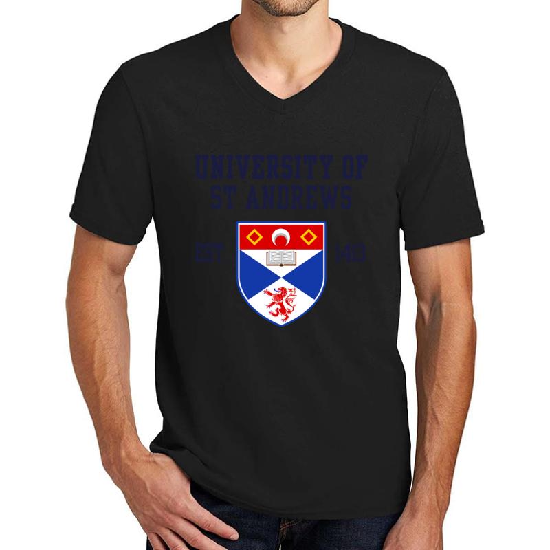 University Of St Andrews Unisex V-Neck T-Shirt Men Black