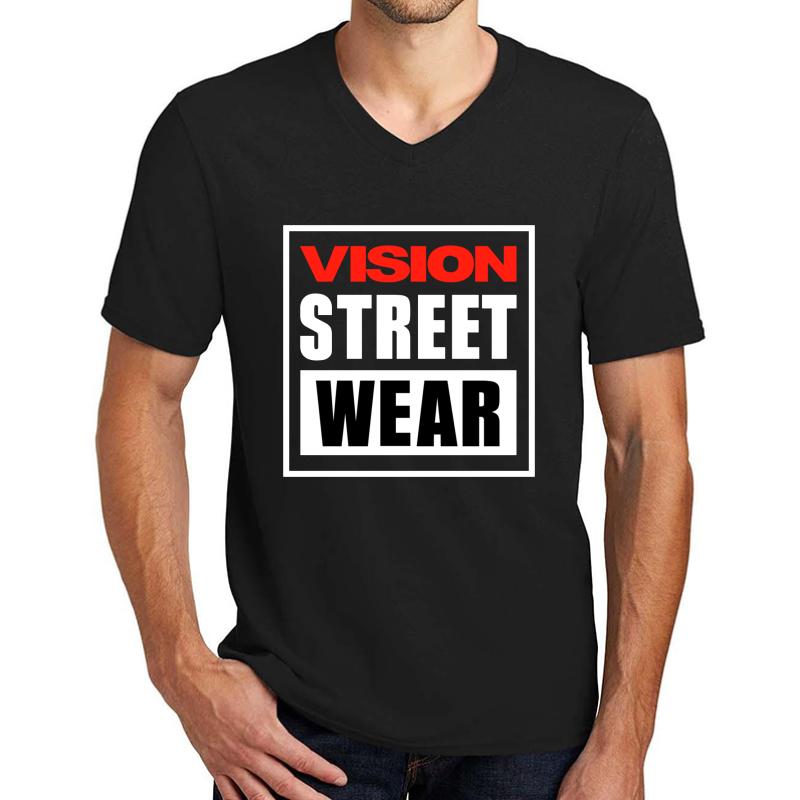 Vision Street Wear Unisex V-Neck T-Shirt Men Black