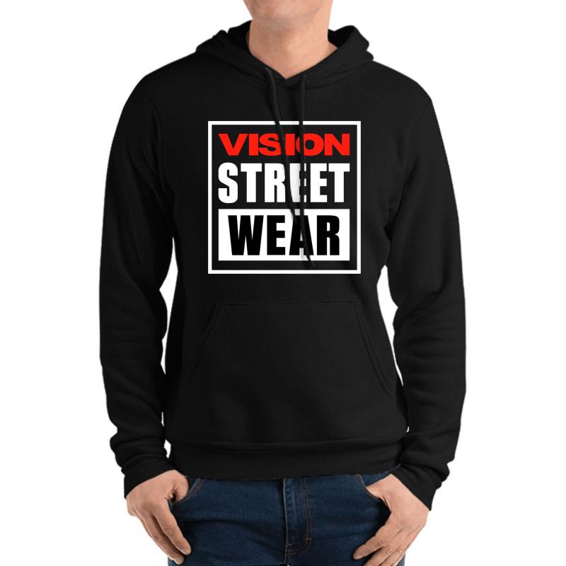 Vision Street Wear Unisex Hooded Sweatshirt Men Black