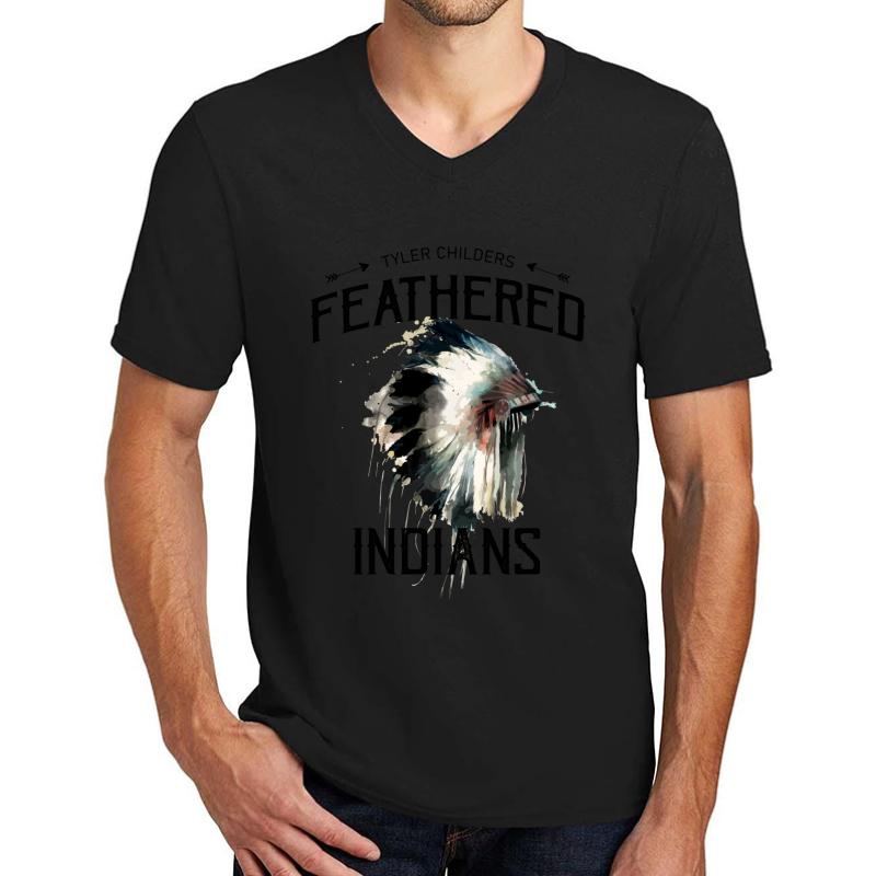 Tyler Childers Feathered Indians Unisex V-Neck T-Shirt Men Black