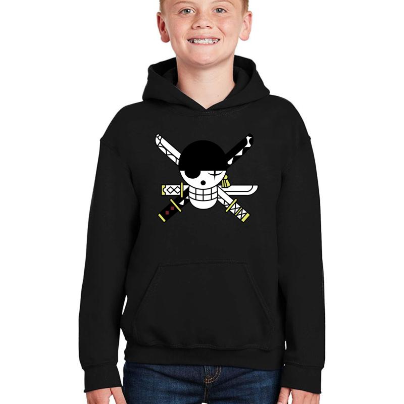 Zoro Jolly Roger Youth Hooded Sweatshirt Boy Black