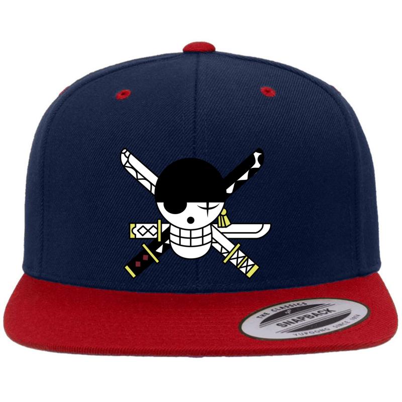 Zoro Jolly Roger Premium Flat Bill Snapback Cap  Navy