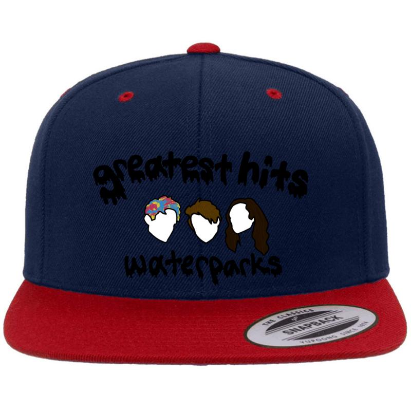 Waterparks Greatest Hits Art Premium Flat Bill Snapback Cap  Navy